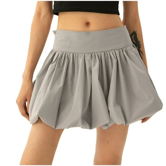 yillto Womens Skirts High Elastic Waist Puff Ruffle Hem Short Skirt Summer Cute Mini Skirts Dress