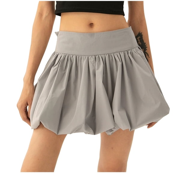 yillto Womens Skirts High Elastic Waist Puff Ruffle Hem Short Skirt Summer Cute Mini Skirts Dress