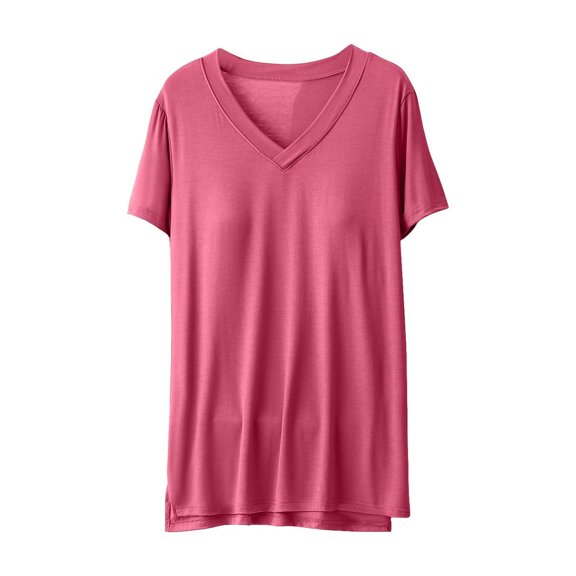 yillto Womens Sleep T Shirts Classic Short Sleeve V Neck Shirts Soft Comfy Loose Pajamas Tops
