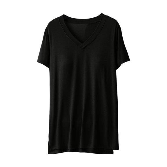 yillto Womens Sleep T Shirts Classic Short Sleeve V Neck Shirts Soft Comfy Loose Pajamas Tops