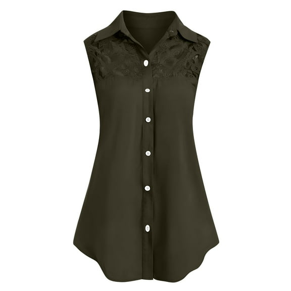 yillto Womens Sleeveless Button Down Shirt Tops V Neck Business Casual Collared Blouses Tank Top