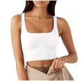 thumbnail image 1 of yillto Womens Square Neck Tank Sleeveless Strappy Cropped Shirts Summer Basic Ribbon Tee Outfits, 1 of 6