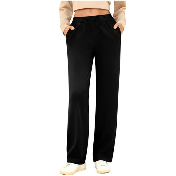 yillto Womens Straight Leg Sweatpants Elastic Waist Loose Pants for Women Basic Jogger Sweatpant with Pockets