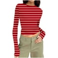 thumbnail image 1 of yillto Womens Striped Long Sleeve Crop Top Crewneck Basic Slim T Shirts Girls Fashion Trendy Outfits, 1 of 7