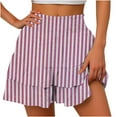 thumbnail image 1 of yillto Womens Striped Shorts Elastic High Waist Flowy Loose Shorts Summer Ruffle Lightweight Shorts, 1 of 5