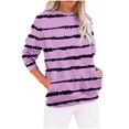 thumbnail image 1 of yillto Womens Striped Sweatshirt Pockets Fashion Long Sleeve Fall Trendy Tops Casual Pullover Shirts, 1 of 4