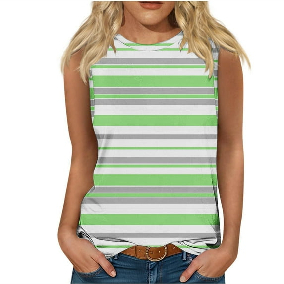 yillto Womens Striped Tank Top Summer Causal Sleeveless Crewneck Shirts Ladies 2025 Trendy Clothes