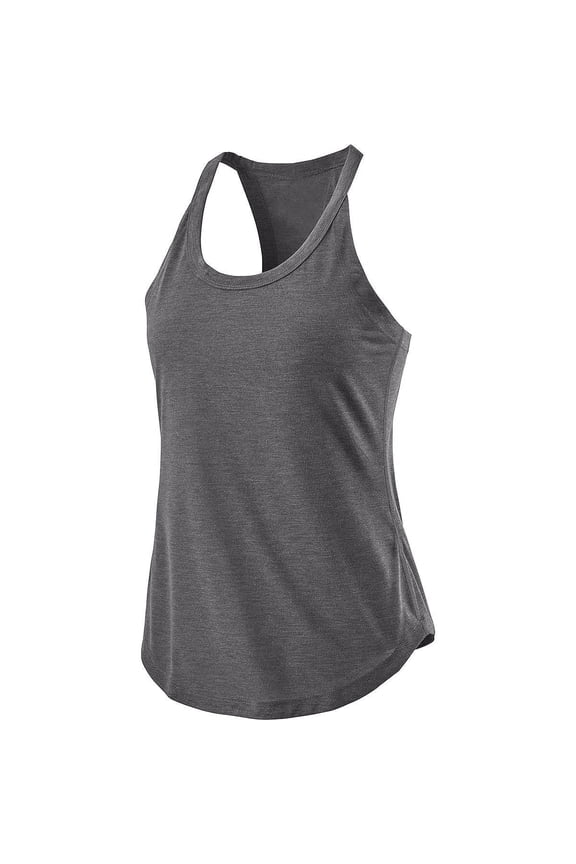 Womens Summer Athletic Shirts Round Neck Racerback Casual Tee Workout Running Loose Tank