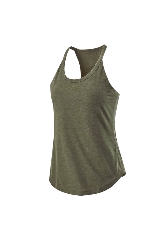 Womens Summer Athletic Shirts Round Neck Racerback Casual Tee Workout Running Loose Tank