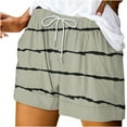 thumbnail image 1 of yillto Womens Summer Lounge Shorts Striped Causal Loose Shorts Elastic Waist Drawstring with Pockets, 1 of 2