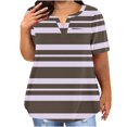 thumbnail image 1 of yillto Womens Summer Plus Size Top Short Sleeve V Neck Loose Striped Blouse Causal Tshirts with Pockets, 1 of 5