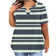 thumbnail image 1 of yillto Womens Summer Plus Size Top Short Sleeve V Neck Loose Striped Blouse Causal Tshirts with Pockets, 1 of 5