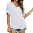 thumbnail image 1 of yillto Womens Summer Shirts Short Sleeve V Neck Basic Solid Color Loose Side Ruched Causal Tshirts, 1 of 6