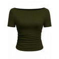 thumbnail image 1 of yillto Womens Summer Tops Ribbed Short Sleeve Ruched Slim Shirts Solid Color Casual Dressy Tunic Blouse, 1 of 5