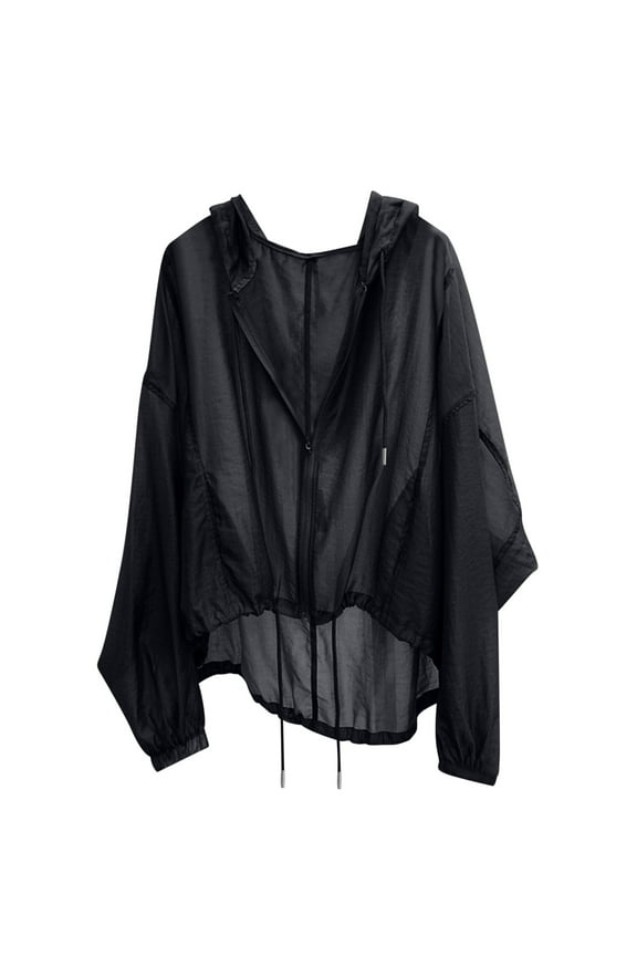 Womens Sun Protection Jackets Lightweight Breathable Summer Long Sleeve Zip up Loose Jacket