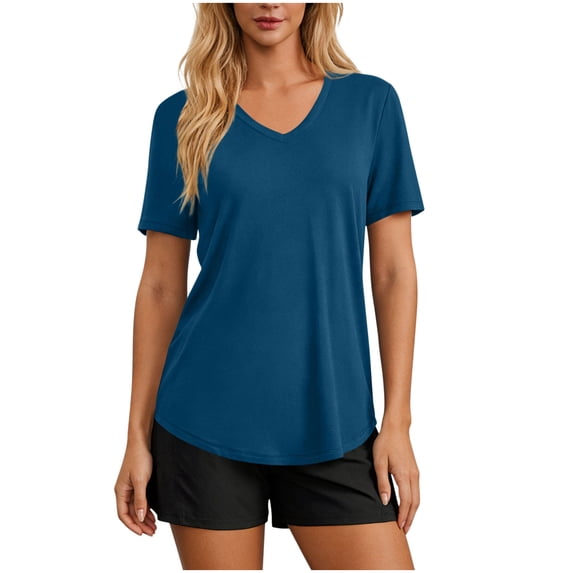 yillto Womens Sun Protection Shirts Short Sleeve Basic Loose Tshirts Solid Color Casual Breathable Tees