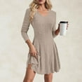 thumbnail image 1 of yillto Womens Sweater Dresses for Fall Knee Length Knit Long Sleeve V Neck A Lined Dress Winter Outfits, 1 of 6