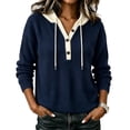 thumbnail image 1 of yillto Womens Sweater Hooded Knit Long Sleeve Sweatshirt Plus Size V Neck Loose Fashion Casual Tops, 1 of 5