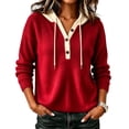 thumbnail image 1 of yillto Womens Sweater Hooded Knit Long Sleeve Sweatshirt Plus Size V Neck Loose Fashion Casual Tops, 1 of 5