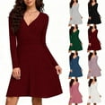 thumbnail image 1 of yillto Womens Sweaters Dress V Neck High Waist Long Sleeve Ribbed Knit Midi Dresses for Fall Winter, 1 of 5