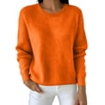 thumbnail image 1 of yillto Womens Sweaters Fall Winter Knit Soft Warm Long Sleeve Round Neck Solid Color Basic Casual Sweater Tops, 1 of 5