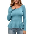 thumbnail image 1 of yillto Womens Sweaters Ribbed Long Sleeve Tunics Tops Knit Stretchy Fashion Slim Sweater Clothes, 1 of 5