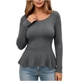 thumbnail image 1 of yillto Womens Sweaters Ribbed Long Sleeve Tunics Tops Knit Stretchy Fashion Slim Sweater Clothes, 1 of 5