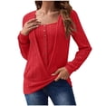 thumbnail image 1 of yillto Womens Sweaters Square Neck Button Ribbed Knit Tunic Blouse Fall Fashion Pullover Tops Clothes, 1 of 7