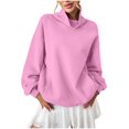 thumbnail image 1 of yillto Womens Sweatshirt Mock Neck Pullover Oversized Baggy Long Sleeve Streetwear Casual Shirts with Pockets, 1 of 6