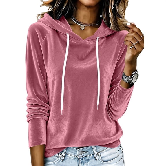 yillto Womens Sweatshirt Velvet Hoodies Long Sleeve Pullover Fashion Fall Winter Christmas Sweatshirts
