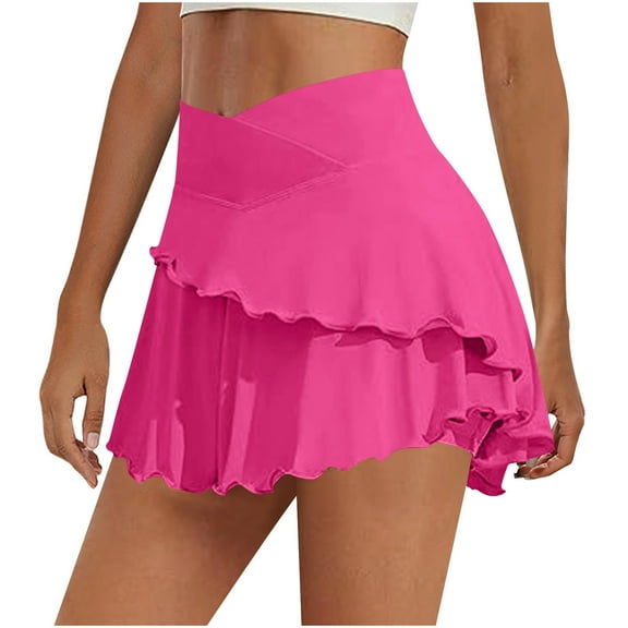 yillto Womens Tennis Skirts High Waist Ruffle Hem A Lined Sport Causal Short Athletic Golf Skirt