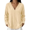 thumbnail image 1 of yillto Womens Tops Lace V Neck Ribbed Long Sleeve Dressy Fashion Elegant Loose Blouses Sweater, 1 of 6