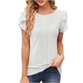 thumbnail image 1 of yillto Womens Tops Summer Ruffle Sleeve Crew Neck Tshirts Loose Casual Cute Tunic Top Blouses, 1 of 7