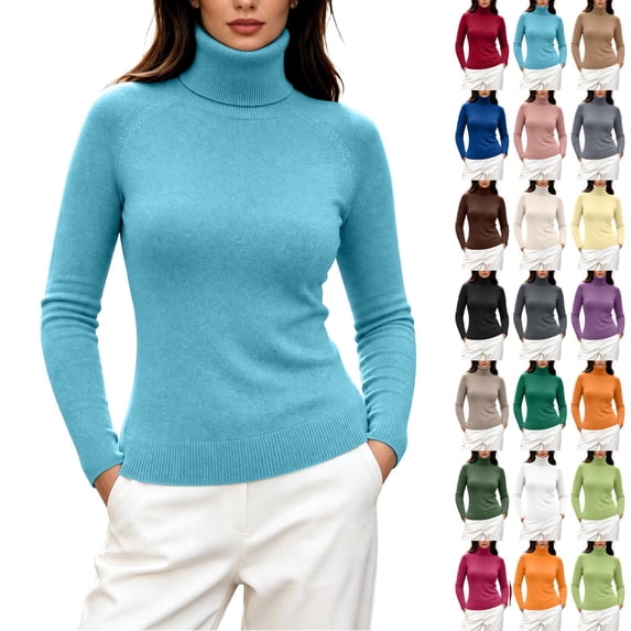 yillto Womens Turtleneck Sweater Ribbed Knit Slim Pullover Long Sleeve Fall Fitting Mock Neck Sweaters