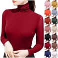 thumbnail image 1 of yillto Womens Turtleneck Top Long Sleeve Undershirts Mock Neck Pullover Lightweight Base Layer Shirts, 1 of 6