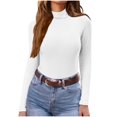 thumbnail image 1 of yillto Womens Turtleneck Tops Ribbed Knit Stretch Long Sleeve Lightweight Sweaters Pullover Fall Winter Top, 1 of 6