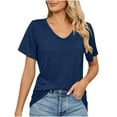 thumbnail image 1 of yillto Womens V Neck Shirts Basic Short Sleeve Loose Solid Color Summer Soft Comfy Casual Tshirts, 1 of 7