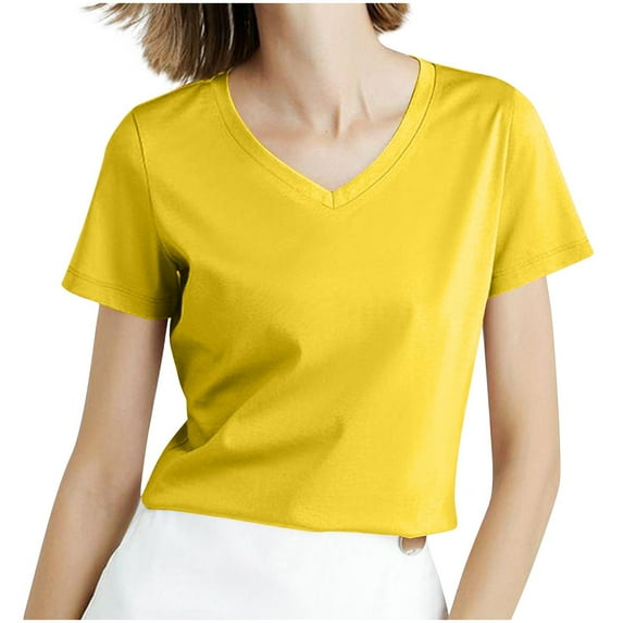 yillto Womens V Neck Shirts Basic Short Sleeve Loose Tee Tops Summer Casual Comfy Tshirts Clothes