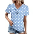 thumbnail image 1 of yillto Womens V Neck Shirts Short Sleeve Polka Dots Tops Loose Casual Tunic Blouses Summer Fashion Tunics, 1 of 5
