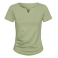 thumbnail image 1 of yillto Womens V Neck Shirts Short Sleeve Tunic Plain Tops Summer Causal Solid Color Crop Slim Tshirts, 1 of 4