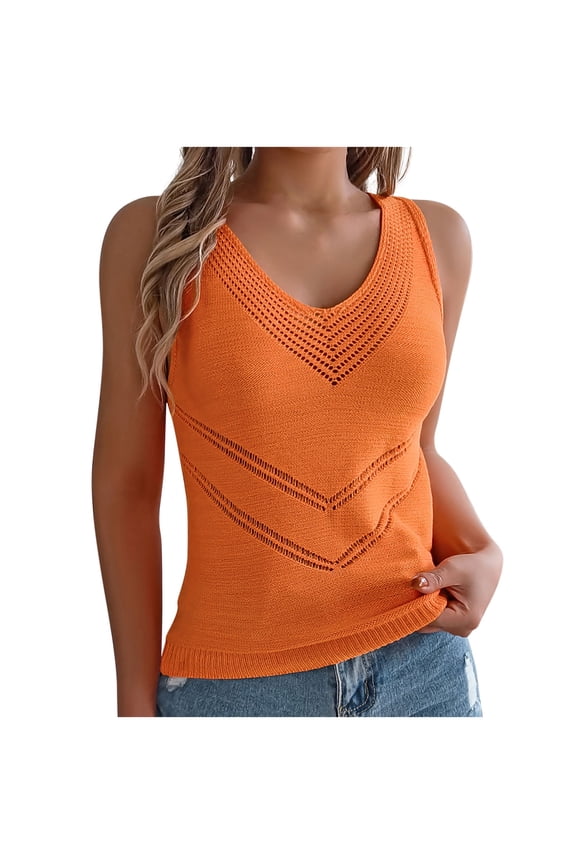 Womens V Neck Sweater Vest Sleeveless Ribbon Knit Casual Loose Pullover Summer Lightweight Tank Top