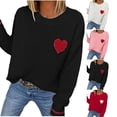 thumbnail image 1 of yillto Womens Valentine's Day Sweaters Heart Printed Knit Long Sleeve Tops Round Neck Pullover Sweater Clothes, 1 of 6