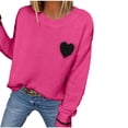 thumbnail image 1 of yillto Womens Valentine's Day Sweaters Heart Printed Knit Long Sleeve Tops Round Neck Pullover Sweater Clothes, 1 of 5