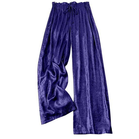 yillto Womens Wide Leg Pant High Waist Drawstring Palazzo Long Pant Clubwear Party Fashion Pants