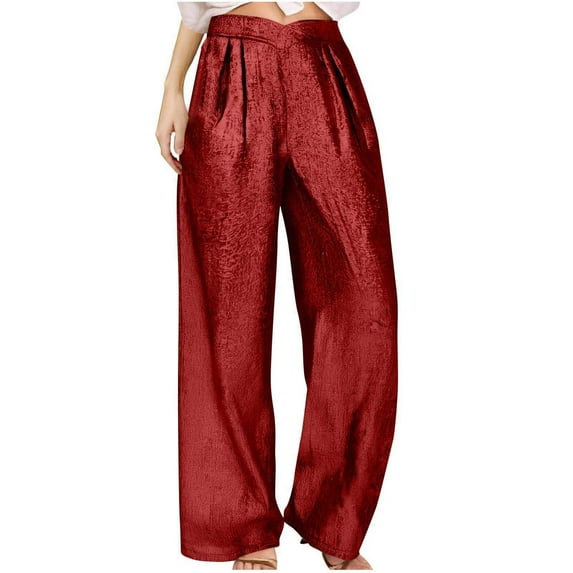 yillto Womens Wide Leg Pant High Waist Fashion Trendy Party Night out Loose Trousers Outfits for Clubwear