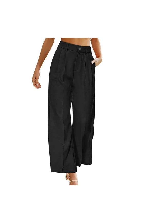 Womens Wide Leg Trouser Pants High Waisted Business Casual Straight Office Trousers Dress Pants