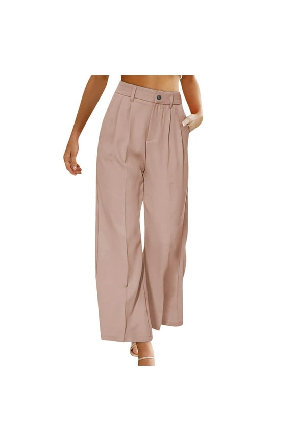 Womens Wide Leg Trouser Pants High Waisted Business Casual Straight Office Trousers Dress Pants