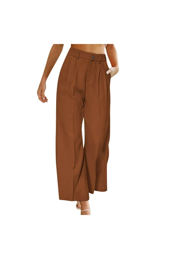 Womens Wide Leg Trouser Pants High Waisted Business Casual Straight Office Trousers Dress Pants