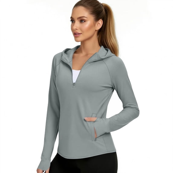 yillto Womens Yoga Jacket with Hoodie Long Sleeve Lightweight Sun Protection Gym Running Sport Jackets