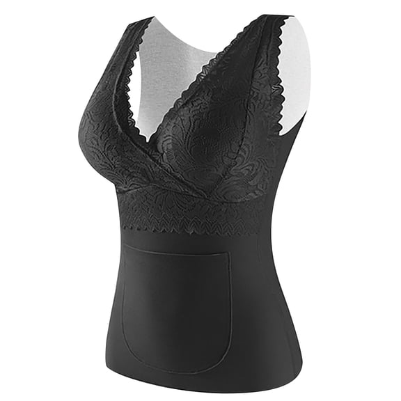 yillto XL-5XL Women Plus Szie Thermal Underwear Top Sleeveless Fleece Lined Camisole Warm Base Layer Vests